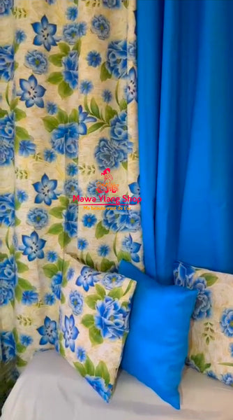 Ensemble 10 pièces  5 rideaux + 3 taies d'oreillers + 2 attache rideaux